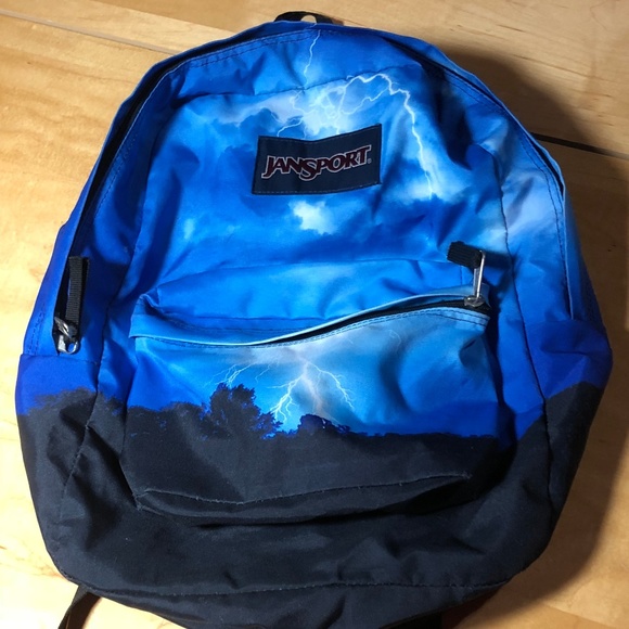 jansport lightning clouds backpack